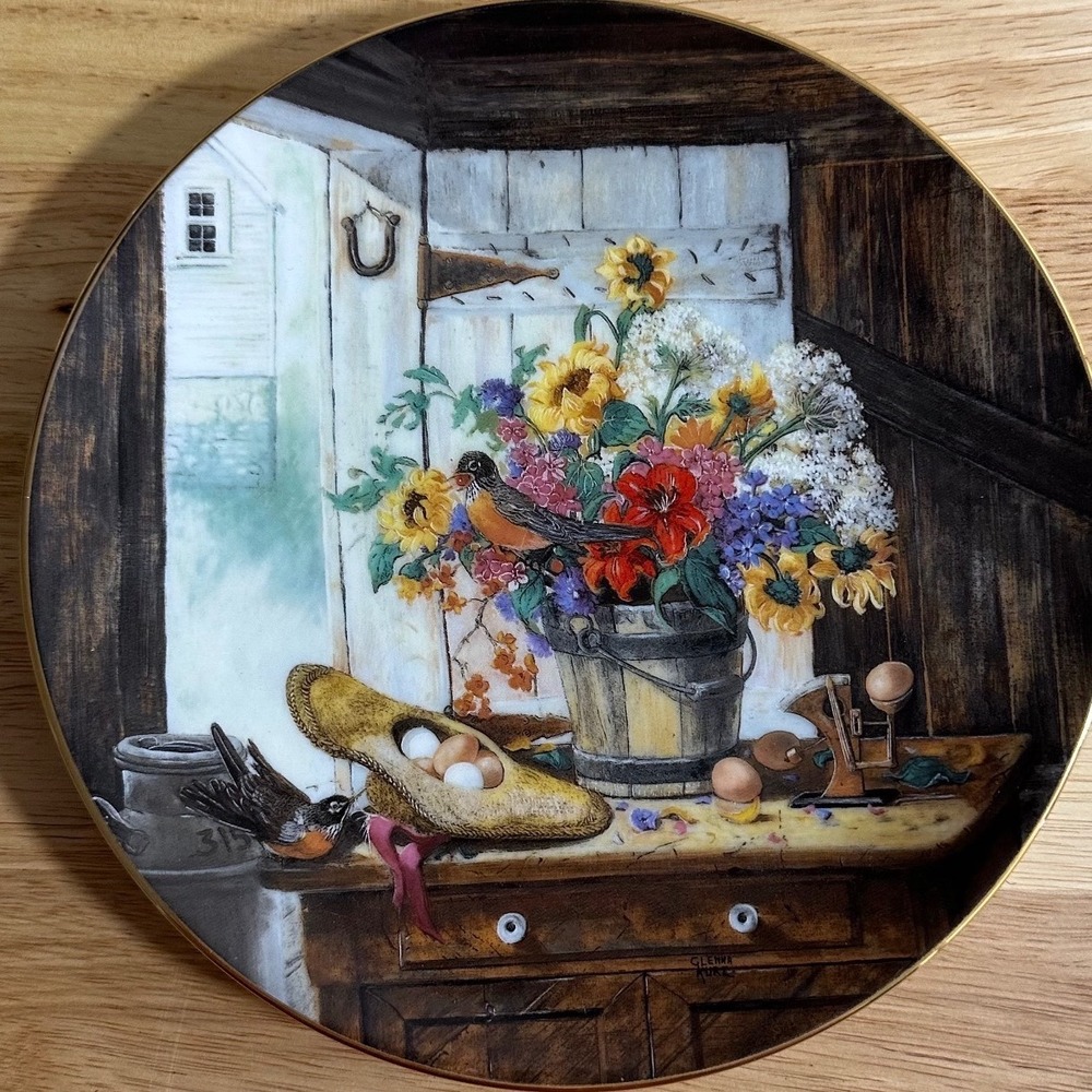 WS George The Morning Bouquet Collector Plate Glenna Kurz 1990 Flowers Garden